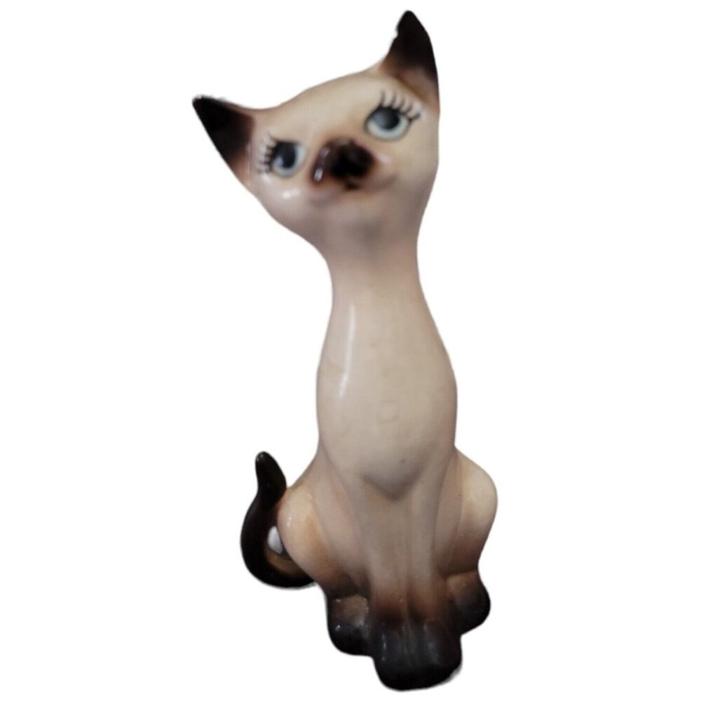 Lefton Ceramic Siamese Cat Kitten Figurine Shaker Japan 6 inches Vintage